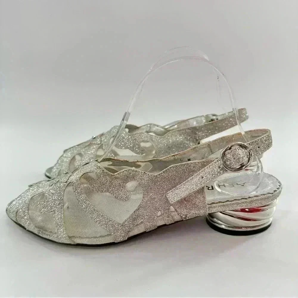 Ashro heels 9 silver glitter formal vintage 80s 90s grandmother of the bride